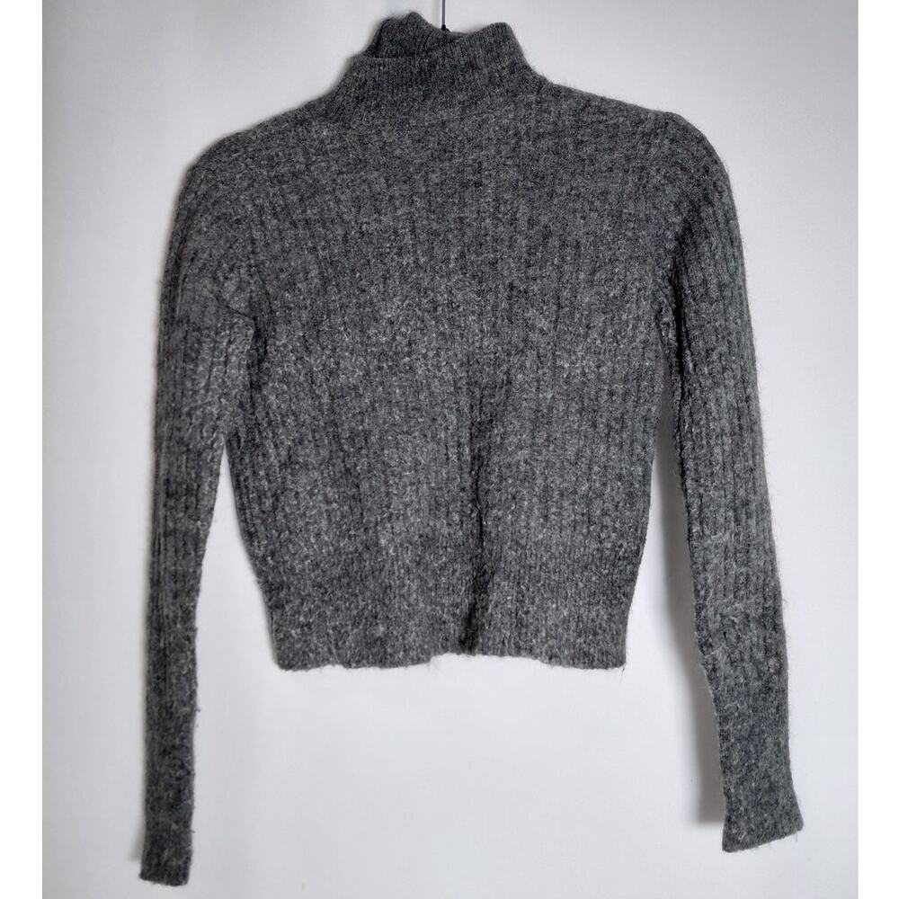 360CASHMERE Gray Knit Sweater Solid Long Sleeve Women Size S